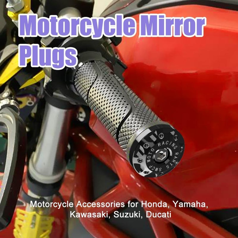 Lecctso 2PCS Universal Motorcycle Bar End Plug, Aluminum Alloy Handlebar Grip End Caps, 7/8" 22mm Moto Grips Ends Replacement for Kawasaki, Suzuki, Yamaha, Ducati (Black) - Image 5